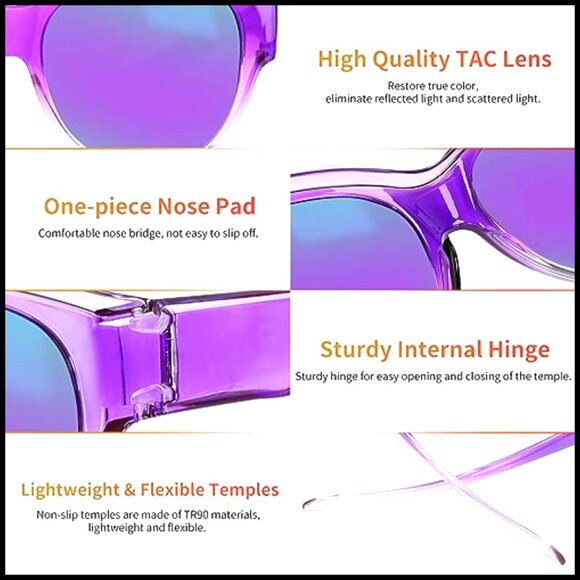 Fit Over Glasses Polarized Sunglasses with Cat Eye Design